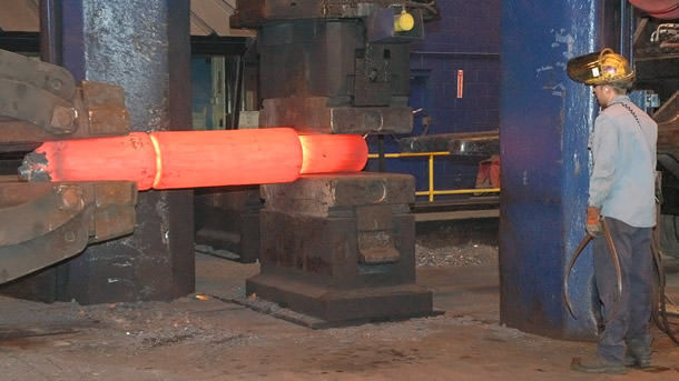The fullered portion is not being pressed on to create a step in the shaft forging