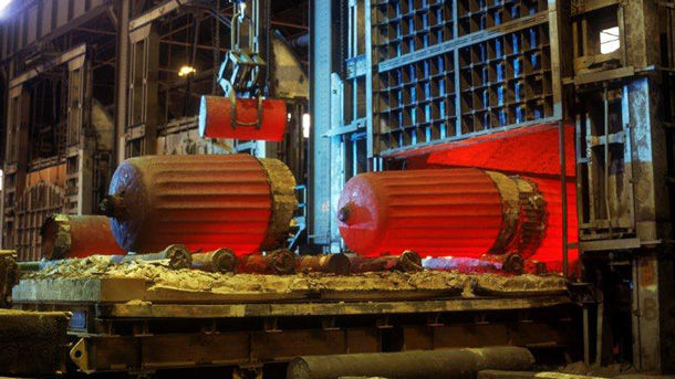 Hot ingots coming out of the furnace